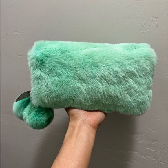 Handmade Real Rex Rabbit Fur Wristlet/Crossbody/Shoulder Bag Includes Free Gift - Picture 10 of 16